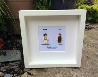 Star Wars I love you I know Princess Leia and Han Solo Lego replica Personalised Frame Picture Engagement or Wedding Gift Valentines Day