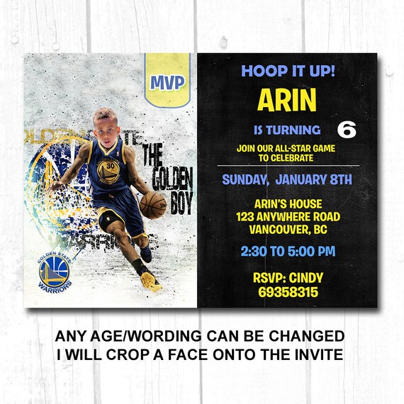 BASKETBALL BIRTHDAY Invitation Steph Curry Birthday