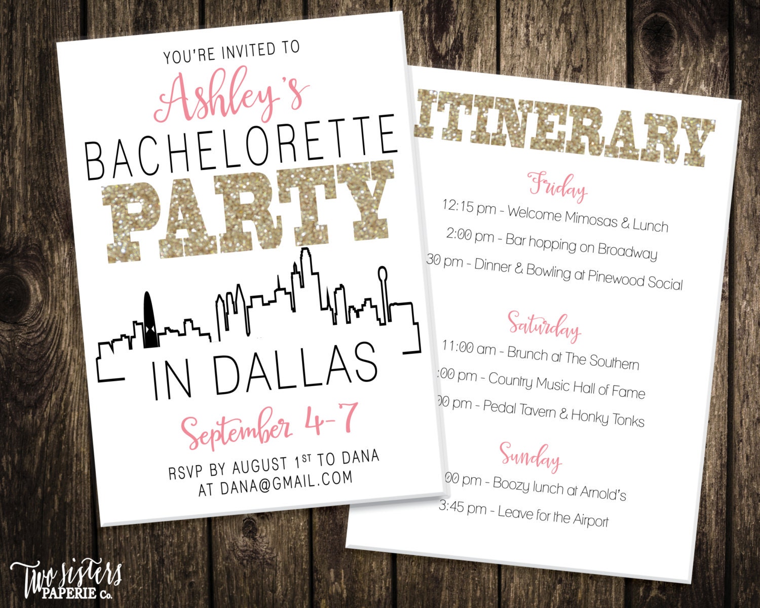 Bachelorette Party Invitations With Itinerary 2