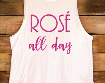 Rosé All Day Tank Top Tee Shirt White
