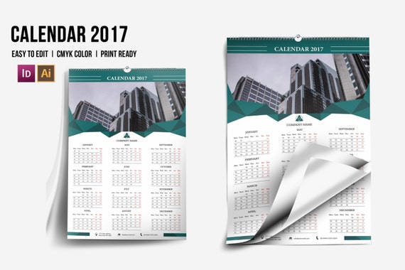 Items similar to Wall Calendar Template 2017 | Poster Calendar ...