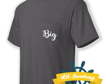 Big Little Grand Twin Sorority Sister Pocket Long Sleeve Tee, Greek shirt, Sorority Big Little Reveal, Custom Sorority Fraternity, Tshirt