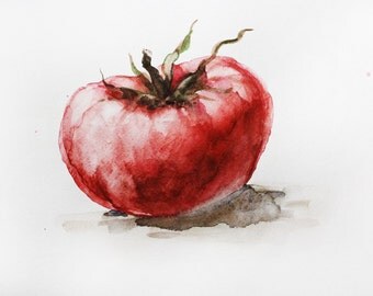 Original watercolor painting, Red Tomatoes, Vegetables watercolor, Tomatoes Art, Kitchen decor, gift for her, original watercolor, ART OOAK