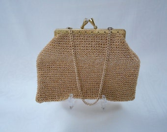 Vintage Gold Lame Woven Evening Purse 1960's #20062