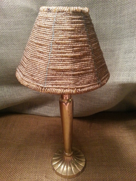 Vintage Brass Candle Holder Lamp Natural Light Beaded Lamp