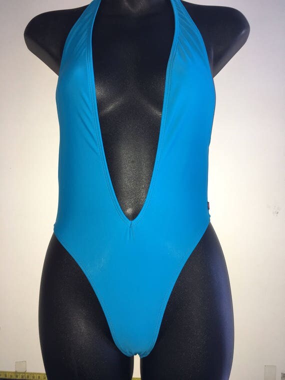 ORIGINAL *** MissManeater deep V front cheeky scrunch bum high cut one piece swimsuit ***BRAZILIAN cut!