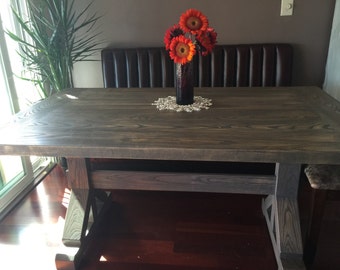 Farmhouse Dining Table, trestle table, solid wood, handmade