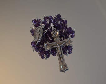 Amethyst Miraculous Medal Rosary, Rosaries, Rosary, Miraculous Medal, Handmade
