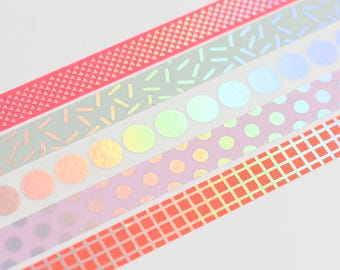 Holo masking tape, iridescent washi tape, confetti washi tape, silver masking tape