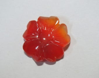 Natural 21mm Carnelian CARVED Red Agate Yemen aqeeq FLOWER Gemstone Cabochon Worry Palm stone metaphysical Healing crystal chakra reiki