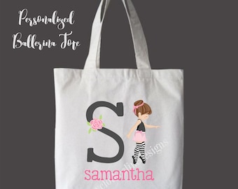 Brunette Hair Personalized Girls Tote Bag Overnight Bag Dance Bag