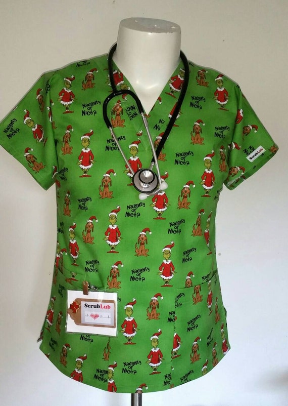 christmas grinch scrub top