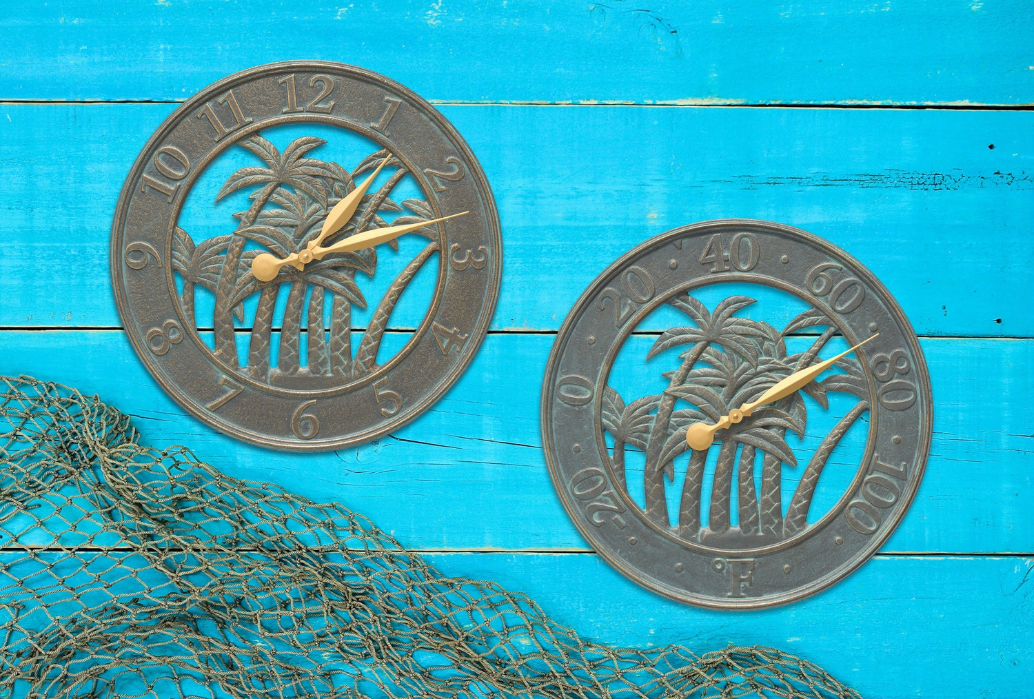 Palm Trees 18 Indoor/Outdoor Wall Clock & Thermometer