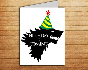 Game of Thrones Birthday card Printable Game of Thrones card for boyfriend Birthday is coming Stark Nameday Card Baby is Coming Direwolf