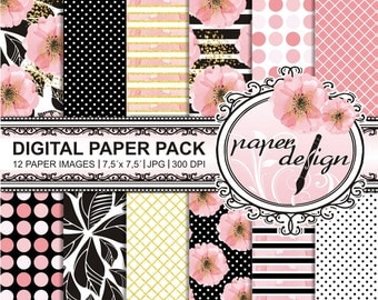 Watercolor flowers Planner background digital paper Pack 7.5-inch x 7.5-inch #18