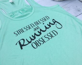 Running Tank, Funny Running Shirt, Pink Shirt, Gifts for Runners, Running Obsessed, Workout womens shirts, 5k shirt, half marathon, S-XXL