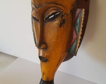 FREE SHIPPING! Marvelous Hand Carved African Folk Art Tribal Mask