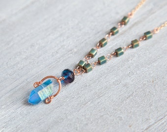 Blue Angel Aura Crystal Necklace, Blue Angel Aura Necklace, Blue Angel Aura Crystal Pendant, Blue Quartz Necklace, Boho Gift For Her