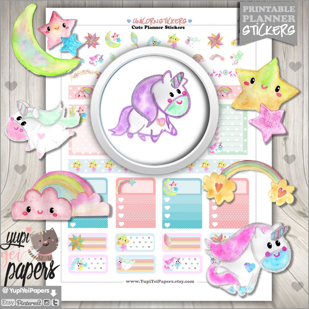 50off unicorn stickers planner stickers unicorn planner