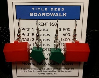 Monopoloy Earrings - Upcycled Boardgame Earrings