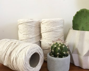 Macrame Cord 5mm x 150m Twisted, Easy to Unravel/Fringe, Soft Cotton