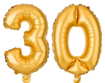 30 Number Balloons, 30th Birthday Party Balloons, 30 Balloon Numbers, 30 Party Supplies, 30th Birthday Decorations, Decor, 16 Inch Gold