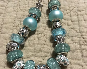 Beautiful Teal jeweled european style bracelet