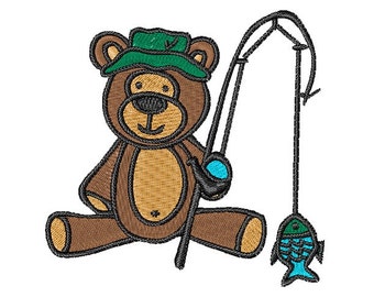 fishing teddy bear