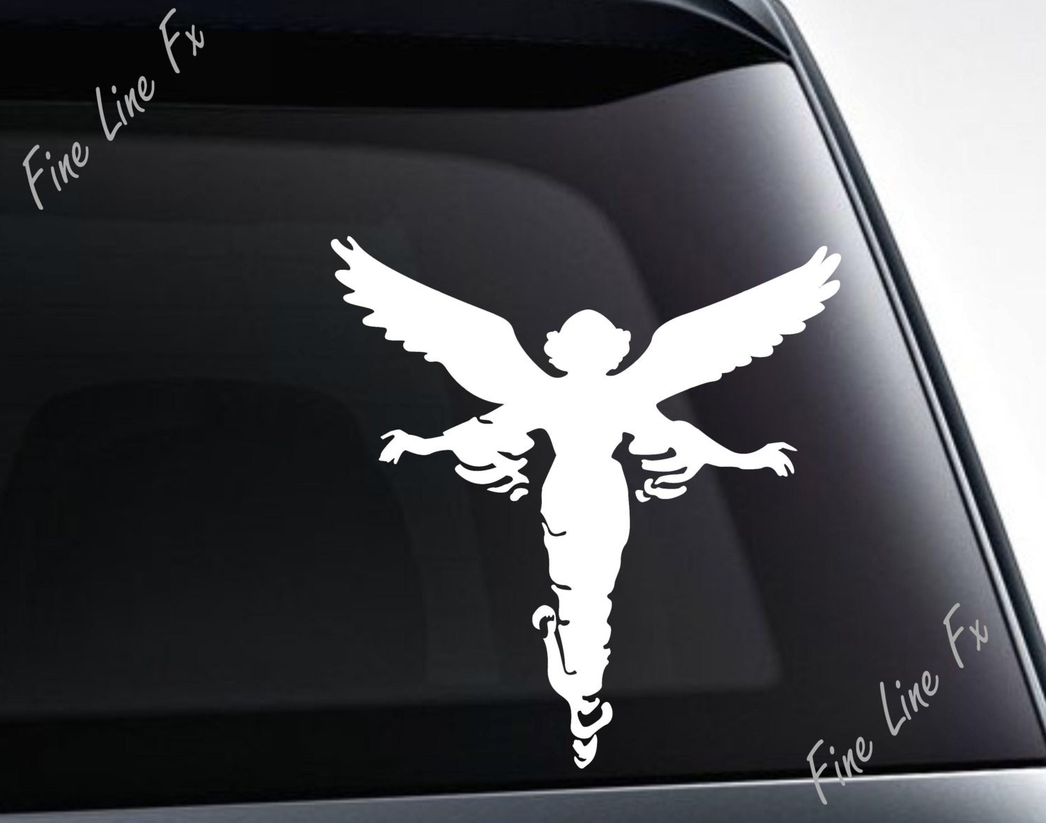 Angel with wings die cut vinyl decal sticker for cars