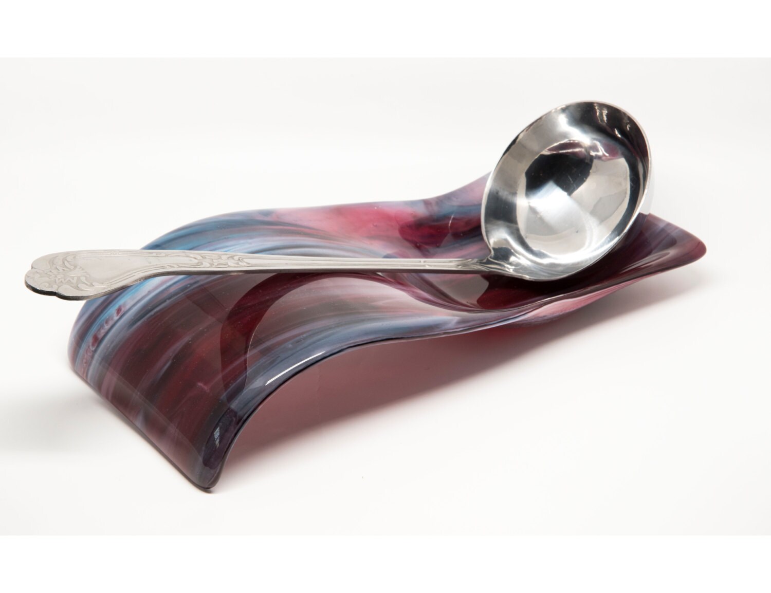 Modern Abstract Pink Glass Spoon Rest Kitchen Decor
