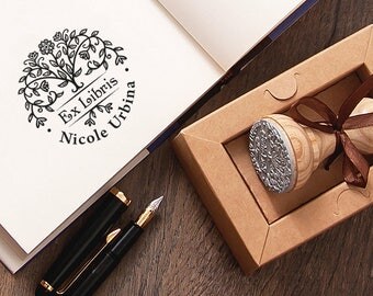 CUSTOM GIFT STAMP - Ex Libris Stamp Gift - Custom Exlibris - Ex Libris Timbro - Stempel Persönlich - Book Rubber Stamp
