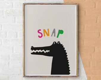 Affiche Enfant, Alligator Print, Jungle Nursery Decor, Kids Jungle Print, Jungle Nursery Art, Jungle Animal Poster, Kids Animal Art
