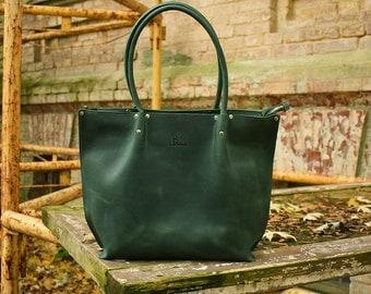 Leather Tote Bag Zipper + Zipper Bag + Large Green Tote Handles + Zippered Tote Bag + Leather Tote with Zipper + Leather Bag + Laptop Bag
