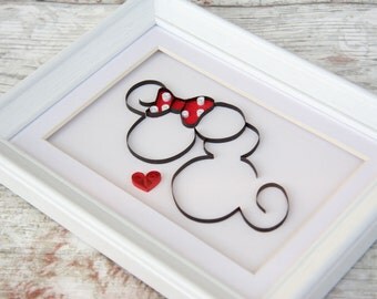 Disney wall art, Disney birthday gift, anniversary gift, Disney gift, cute love gift, new baby gift, heart shape, Disney fan, quilling