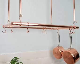 Handmade Copper And Brass Pot Pan Rack Rail Copper Ceiling Pot And Pan Rack Rectangular Shaped