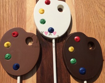 ARTIST PALETTE Chocolate Lollipop/12 Count/Art Party/Gallery Opening/Birthday Favors/Aspiring Artist/Paint Party/