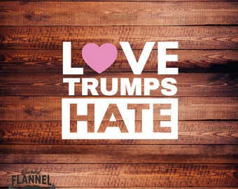 Love Trumps Hate Decal (Red, Bright Pink or Soft Pink) Car Decal, laptop decal, window decal, #lovetrumpshate - BF-D1030