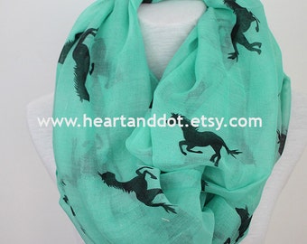 horse scarf, horse infinity scarf, gift for her, for women, scarf for her, scarf for women, christmas gifts, animal print scarf, for him