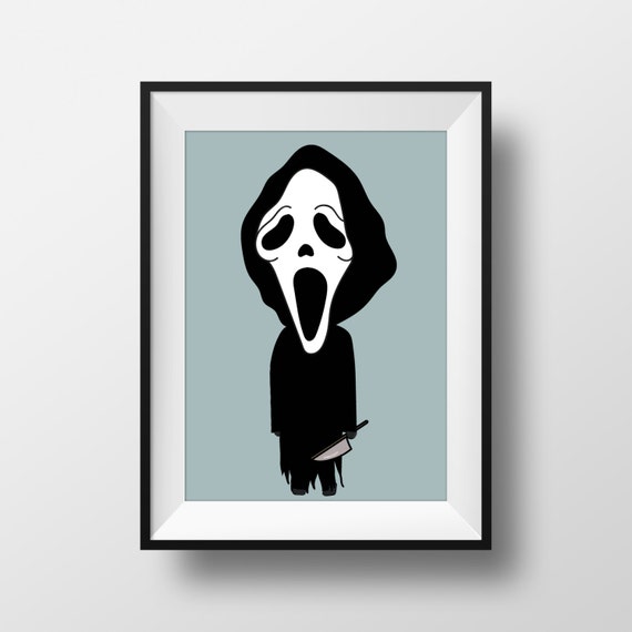 Ghostface Scream Cartoon Art Print by EmmaPowellDesign on Etsy