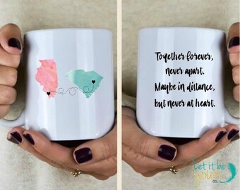 Long Distance Mug, Best Friend Mugs, State To State Mug, State Mug, Going Away Gift - Best Friend Long Distance Gift - Long Distance Gift -