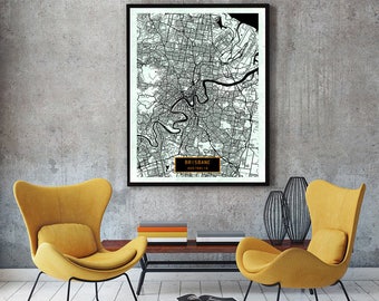 BRISBANE Australia CANVAS Large Art City Map Brisbane Australia Art Print poster map art jt Wall Art Home Decor JackTravelMap