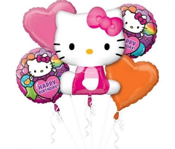 Hello Kitty 5 pc Balloon bouquet, Hello Kitty birthday decoration, Hello Kitty balloons Il_570xn