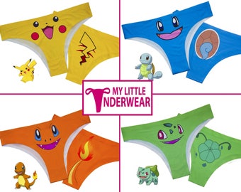 Pokemon Underwear: Set Of 4 - Pikachu - Squirtle - Charmander - Bulbasaur / Pokemon Clothing - Pokemon Go - Nintendo Geek Set Knickers Panty