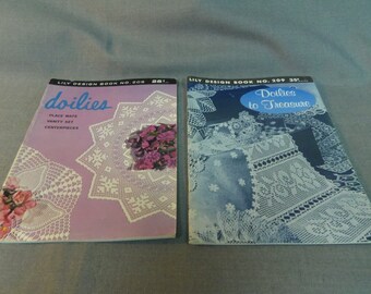 Crochet Patterns, Doilies and Doilies to Treasure, Lily Design Book 208 and 209, 1960s Doilies, Home Decor, Room Decor