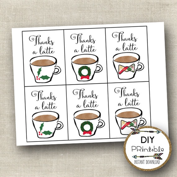 Thanks A Latte Printable Tags / Printable Latte Tags