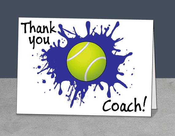 Tennis Coach Gift Downloadable Card Instant Thank You