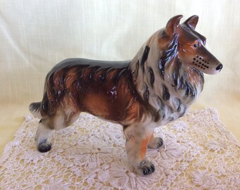 Vintage mid century Collie dog Lassie figurine Japan collectible dog display