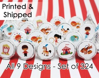 Circus Birthday Carnival Party Favor Stickers for Hershey Kisses - Decorative Stickers - Circus Theme Party Baby Shower Favor - (Set of 324)