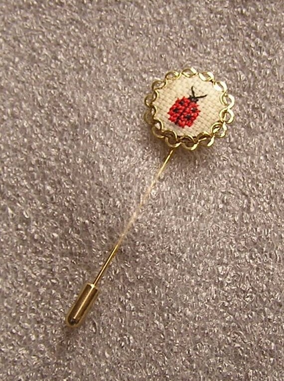 Lady Bug Lapel Pin Tiny Ladybug Finished Counted cross