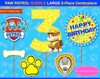 booth photo decorations PATROL Number PAW Marshall. Patrol Paw CENTERPIECE 3 Printable